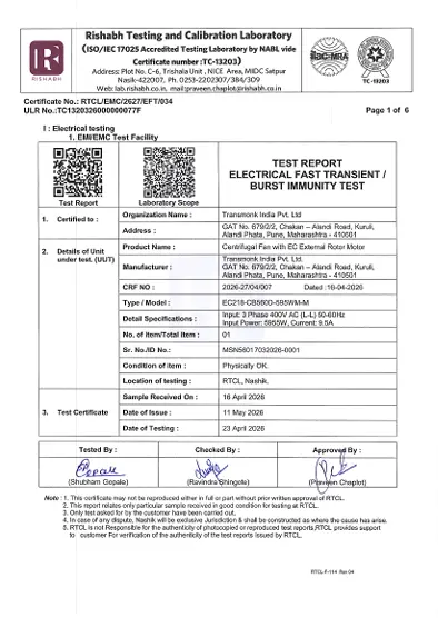Fan Internal Test Report